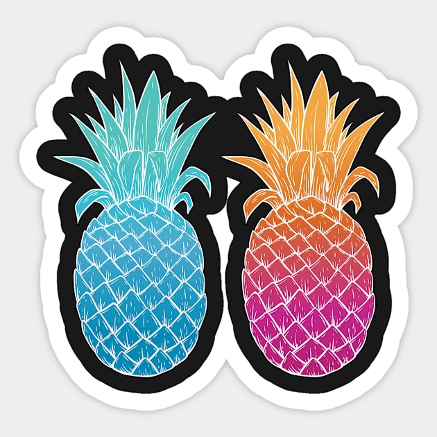 Tropical Summer Pineapples Sticker by bluerockproducts